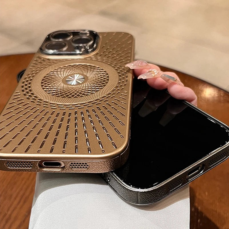 Electroplate PC Plating Glass Camera Protector Magnetic Case for iPhone