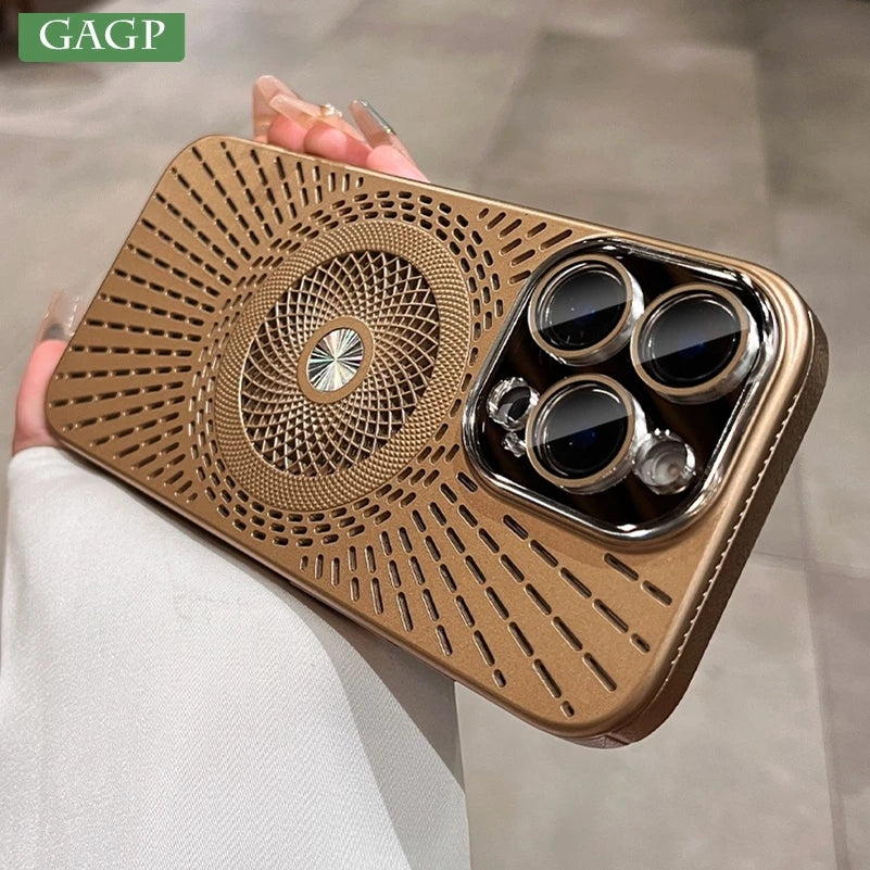 Electroplate PC Plating Glass Camera Protector Magnetic Case for iPhone