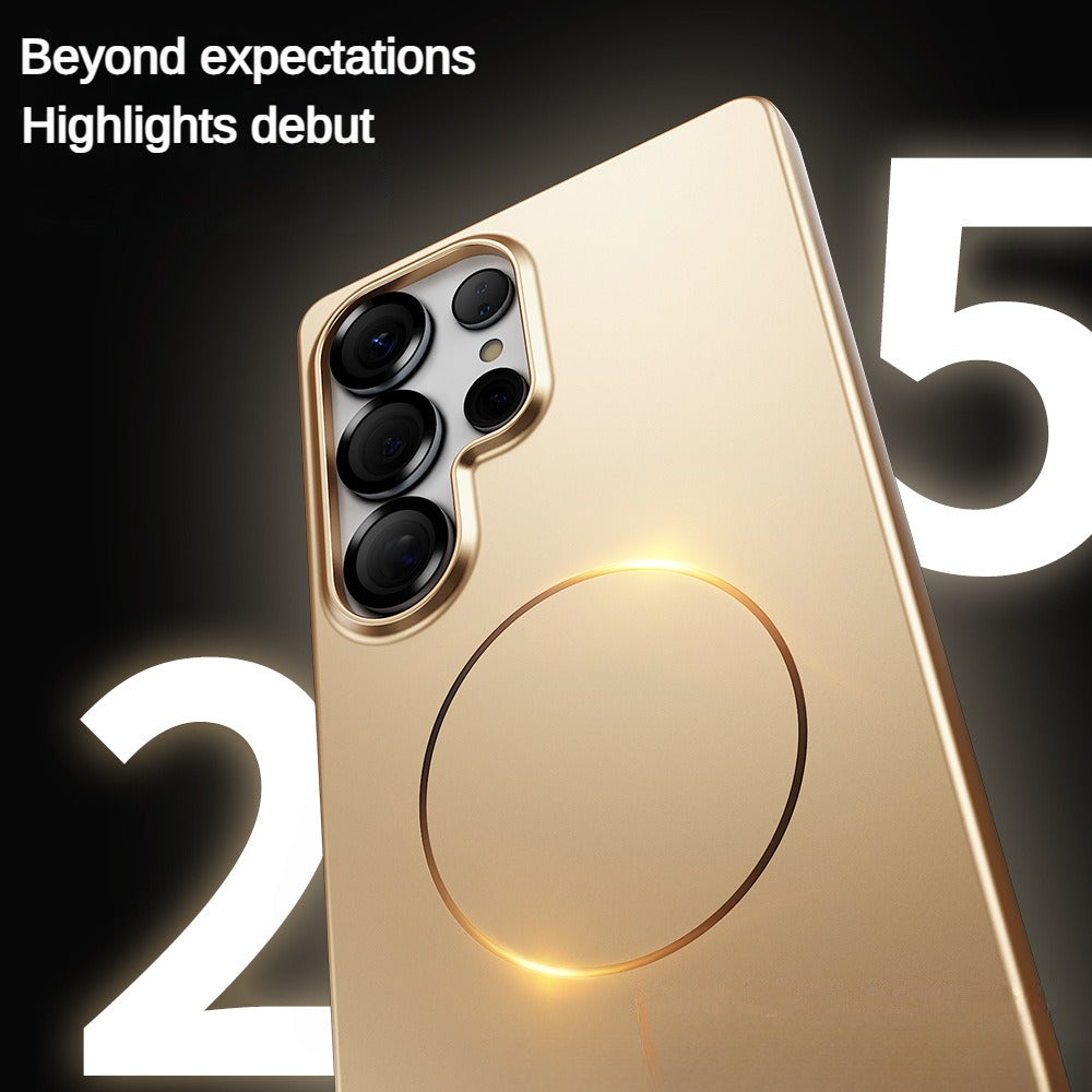 Metal high gloss thin ring magnetic phone case for Samsung