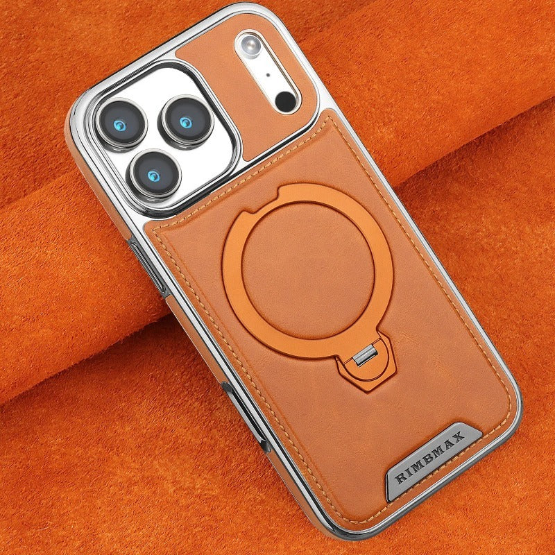 Magnetic Rotat Bracket Luxury Leather Phone Case For iPhone