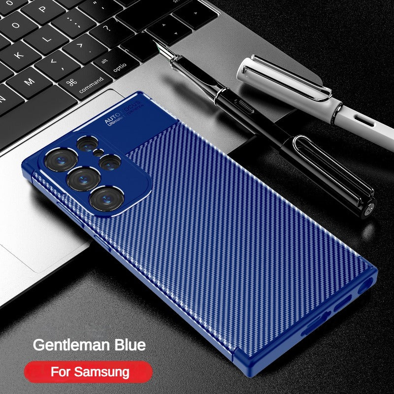 Carbon fiber patterned TPU all inclusive anti fall phone case for Samsung