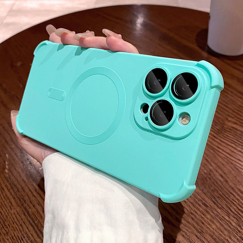 Air-cushion Matte Liquid Silicone Magnetic Case for iPhone