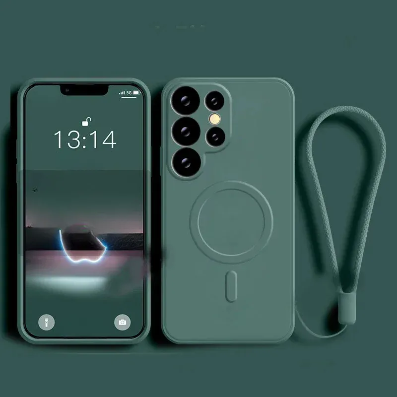 Liquid silicone magnetic phone case with magnetic wireless charging cover suitable for Samsung