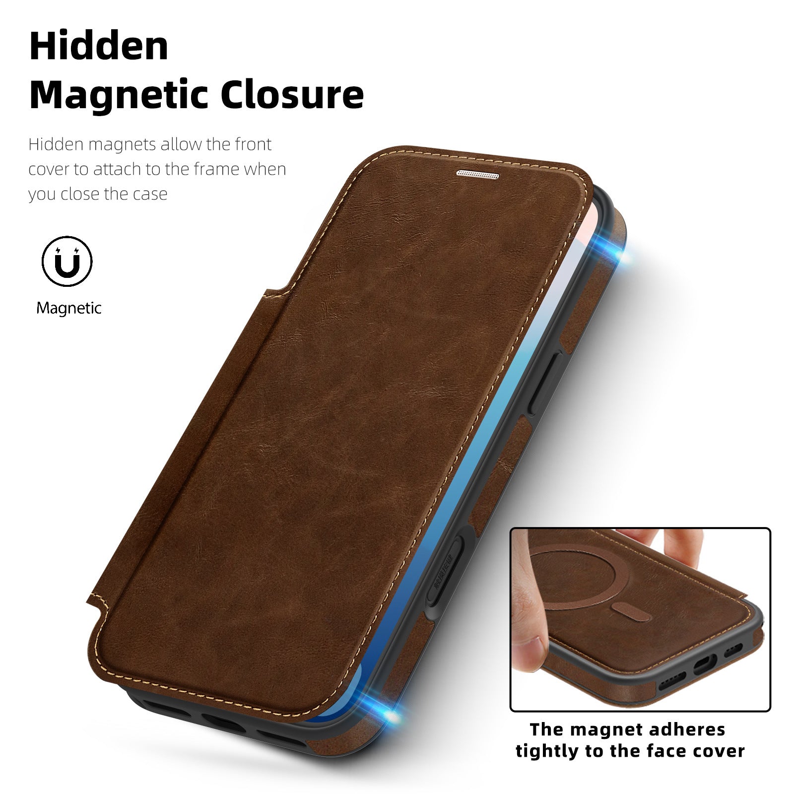   Magnetic Leather Wallet Business Phone Case for iPhone