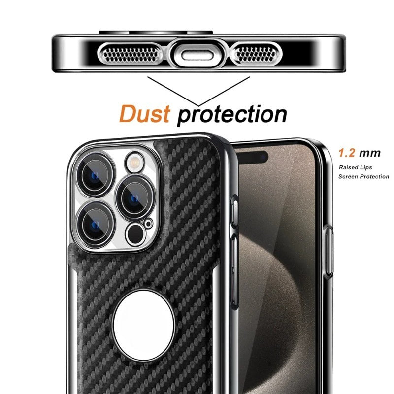 Carbon fiber missing label phone case for iPhone