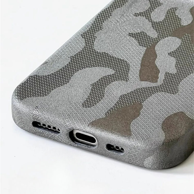 Luxury Camouflage Leather Fabric Magnetic Shockproof Case For iPhone