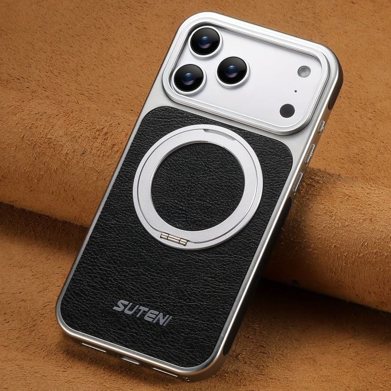 Faux Leather Magnet  360° Rotating Stand Phone Case for iPhone