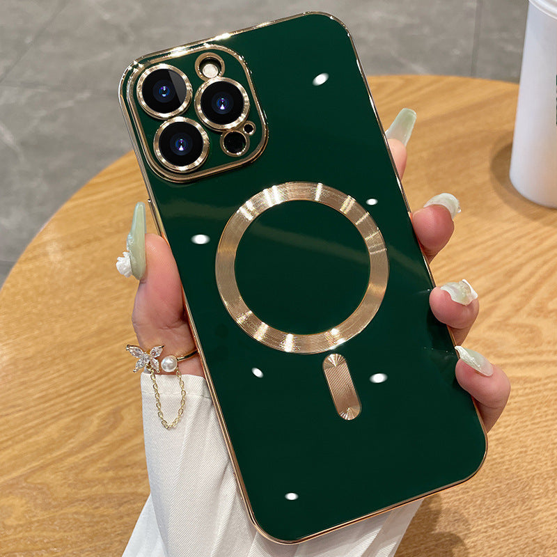 Solid color electroplated magnetic phone case for iPhone