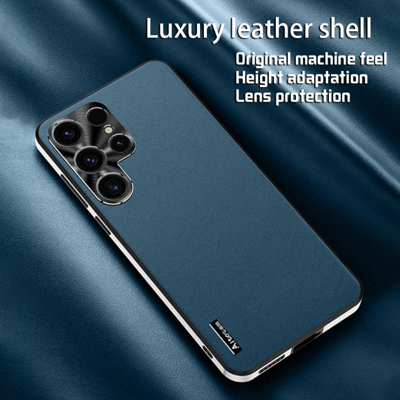 Frosted Plain Leather Case For Samsung