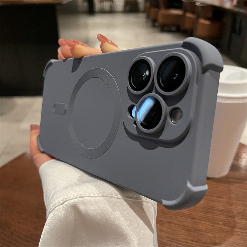 Air-cushion Matte Liquid Silicone Magnetic Case for iPhone