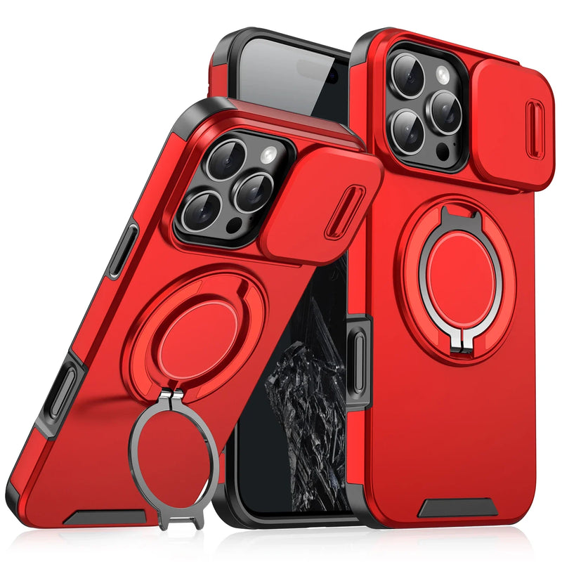 Luxury Armor Magnetic Bracket Slide Camera Protection Case For iPhone