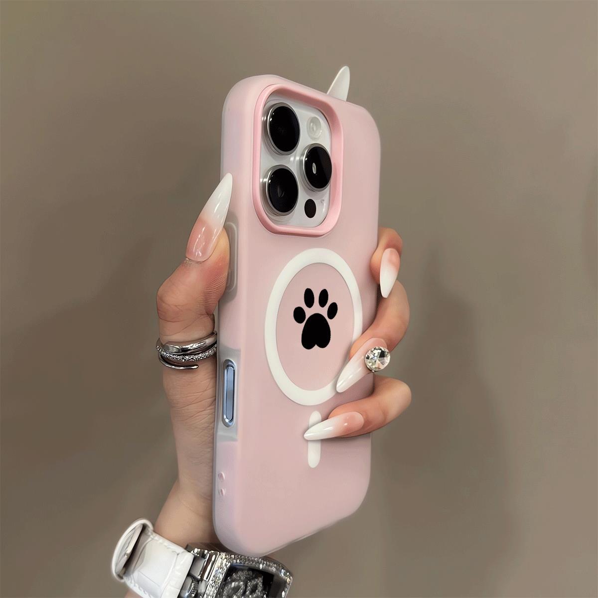 Simple solid color cat paw phone case for iPhone
