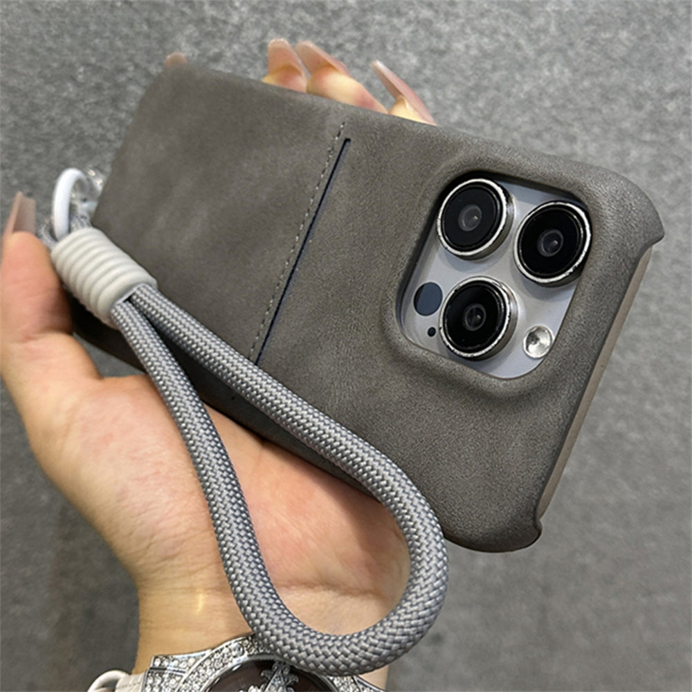 Wallet Wrist Strap Rope Holder Case For iPhone