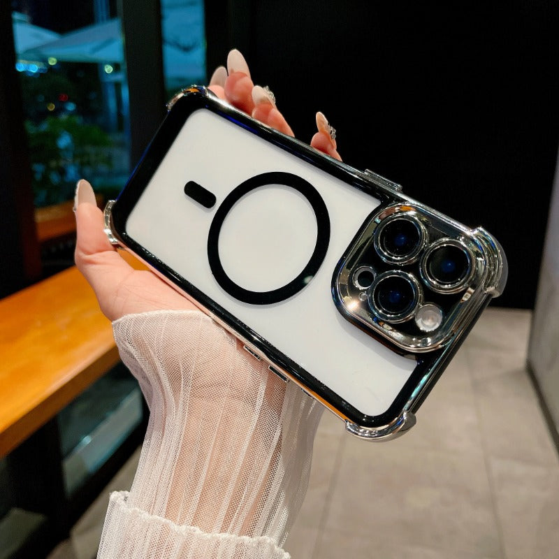 Luxury electroplated transparent shockproof phone case for iPhone