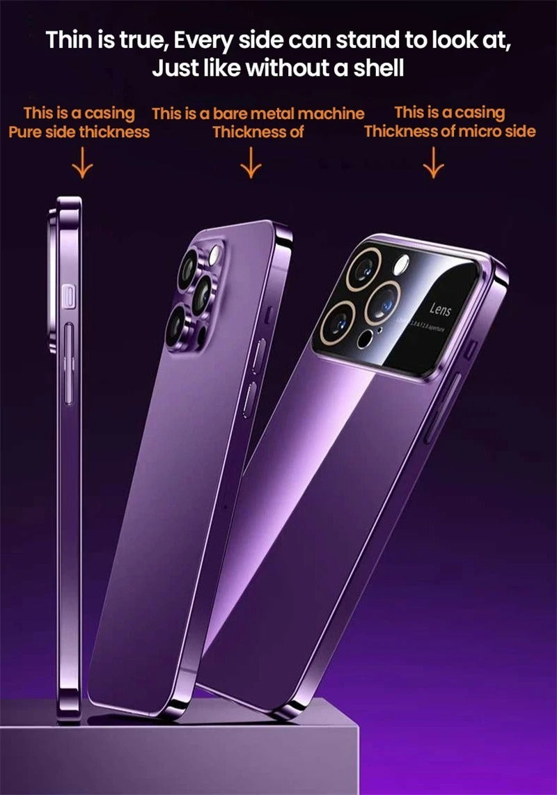 Luxury Plating Clear Hard PC Glass Lens Protection Case For iPhone
