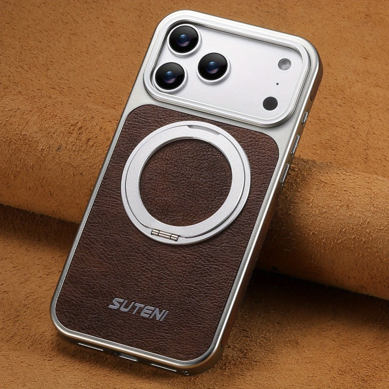 Faux Leather Magnet  360° Rotating Stand Phone Case for iPhone