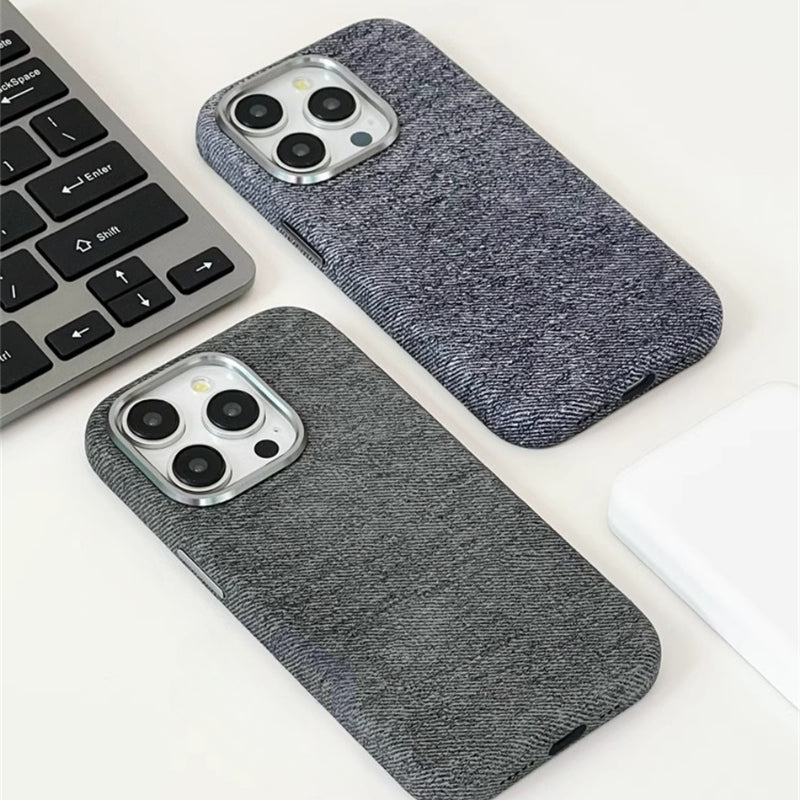 Magnetic Denim Fabric Case For iPhone