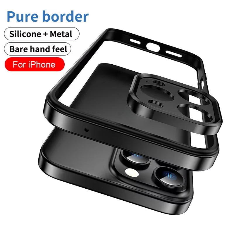 Mixed silicone frame aluminum metal phone case for iPhone