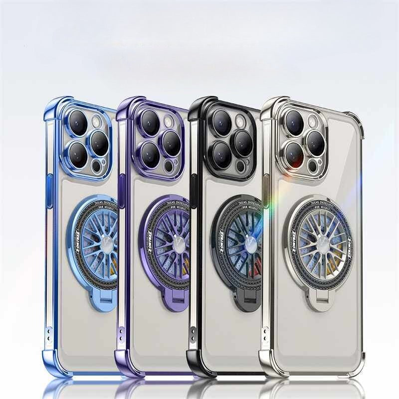 Creative Rotating Decompression Gyro Stand Magnetic Phone Case for iPhone