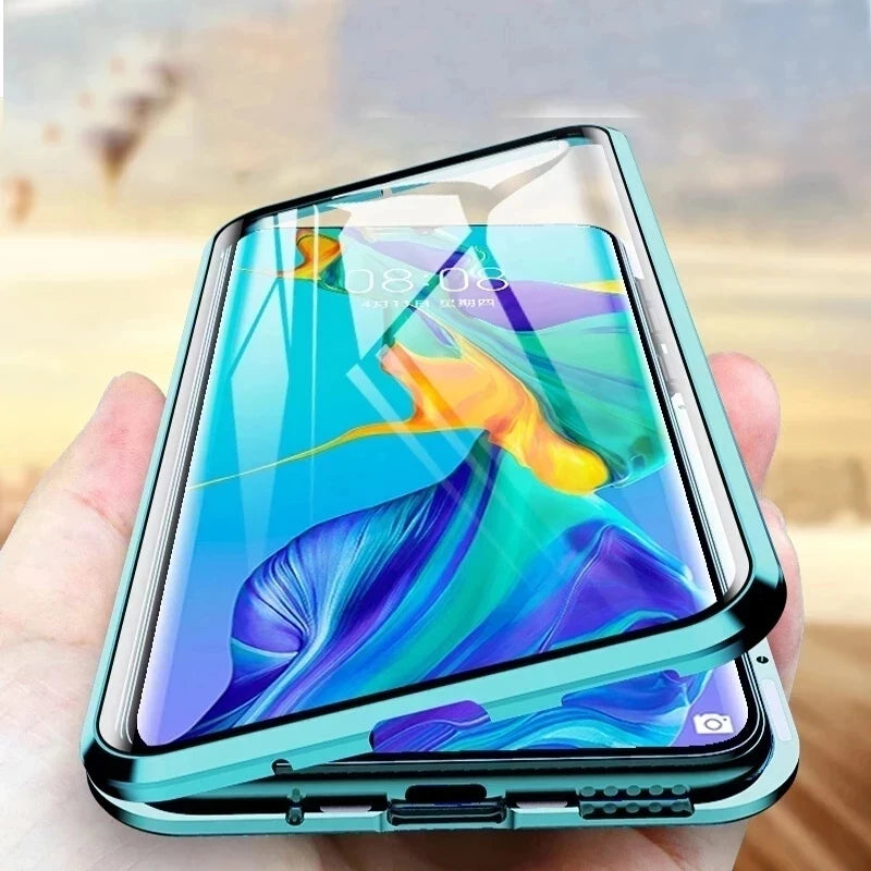 360 ° fully protected metal magnetic double-sided glass cover phone case suitable for Samsung