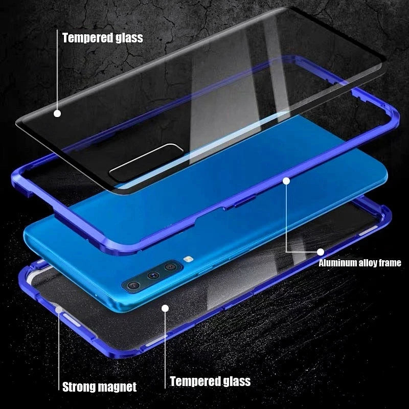 360 ° fully protected metal magnetic double-sided glass cover phone case suitable for Samsung