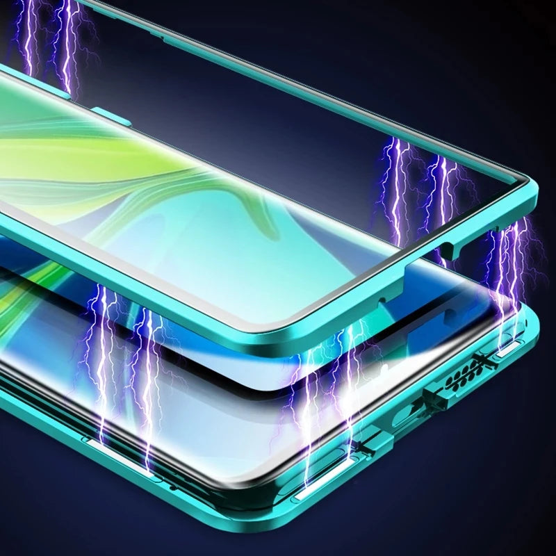 360 ° fully protected metal magnetic double-sided glass cover phone case suitable for Samsung