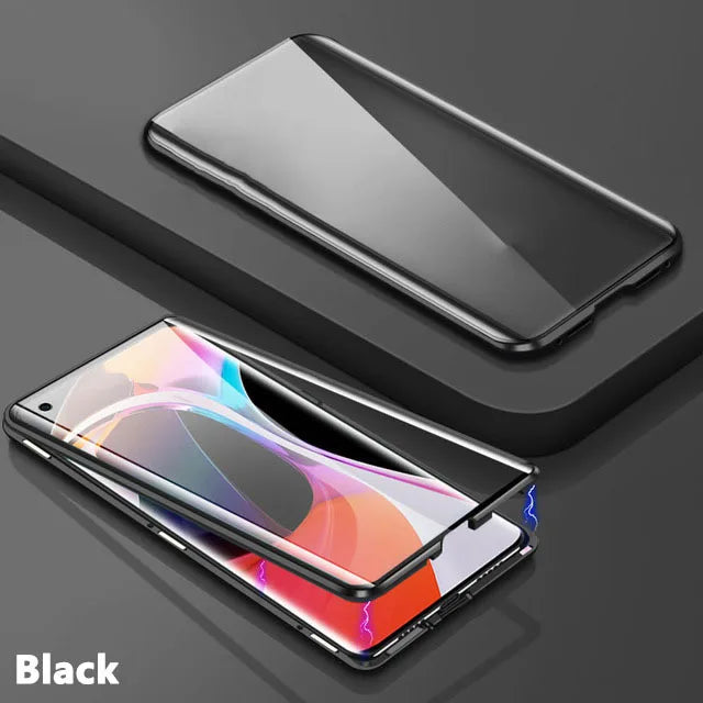 360 ° fully protected metal magnetic double-sided glass cover phone case suitable for Samsung