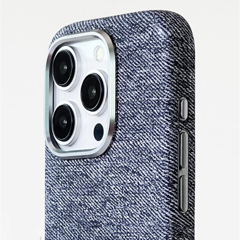Magnetic Denim Fabric Case For iPhone