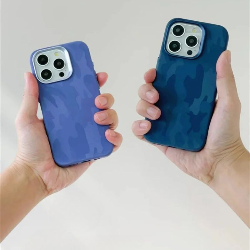 Luxury Camouflage Leather Fabric Magnetic Shockproof Case For iPhone