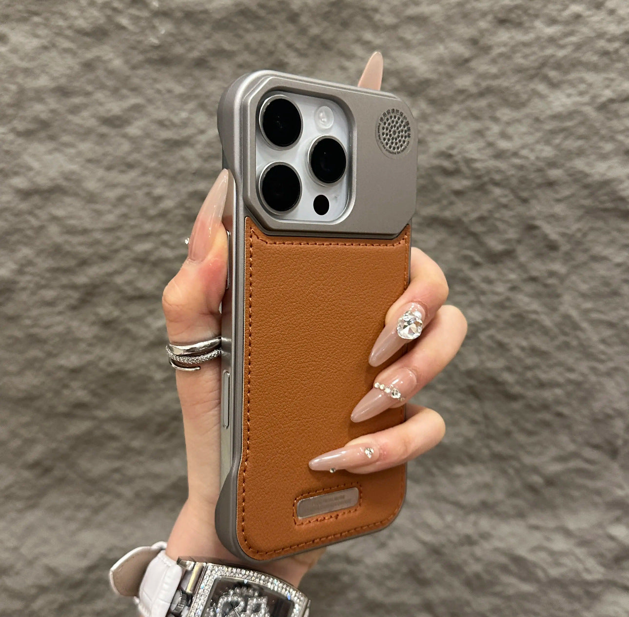 For Magsafe Leather Alloy Frameless Case For iPhone