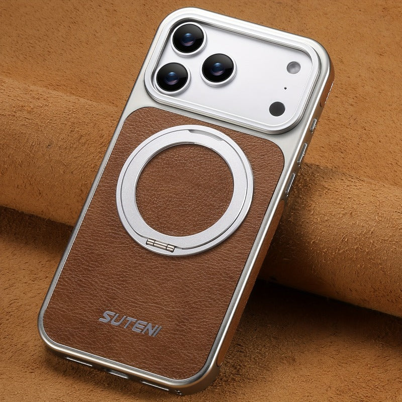 Faux Leather Magnet  360° Rotating Stand Phone Case for iPhone