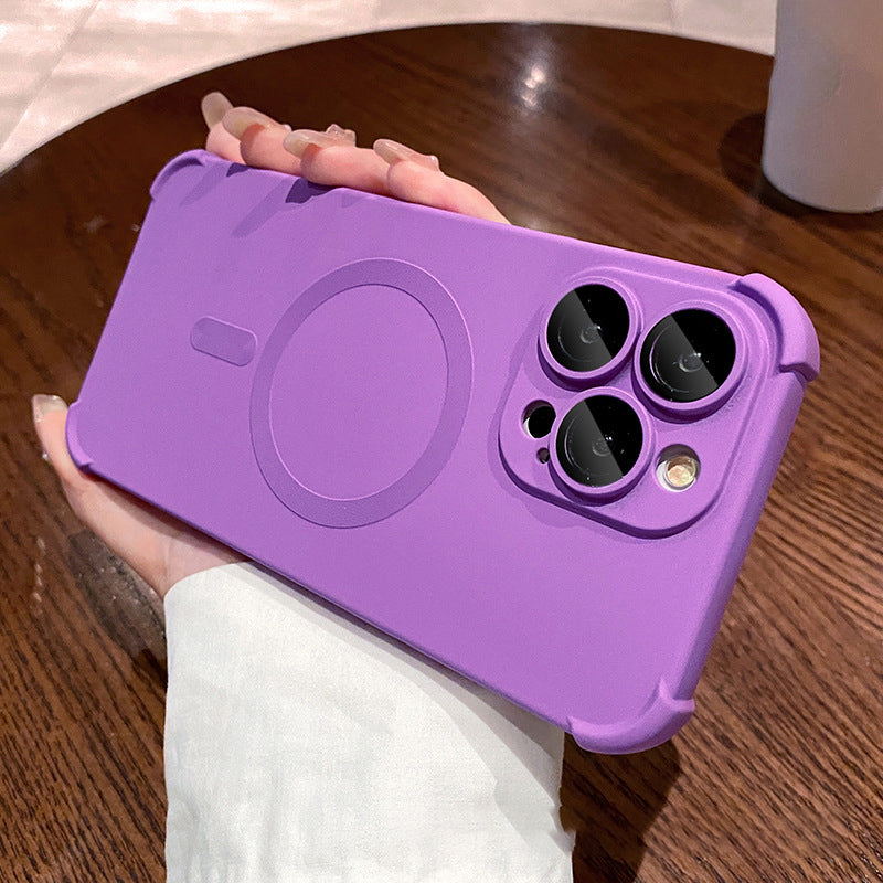 Air-cushion Matte Liquid Silicone Magnetic Case for iPhone