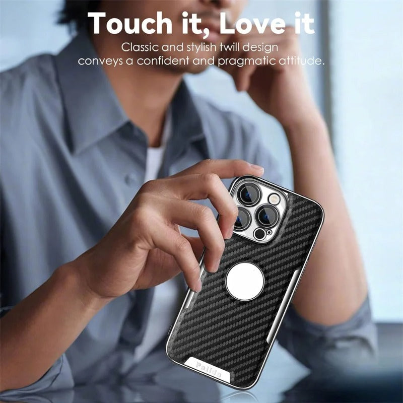 Carbon fiber missing label phone case for iPhone