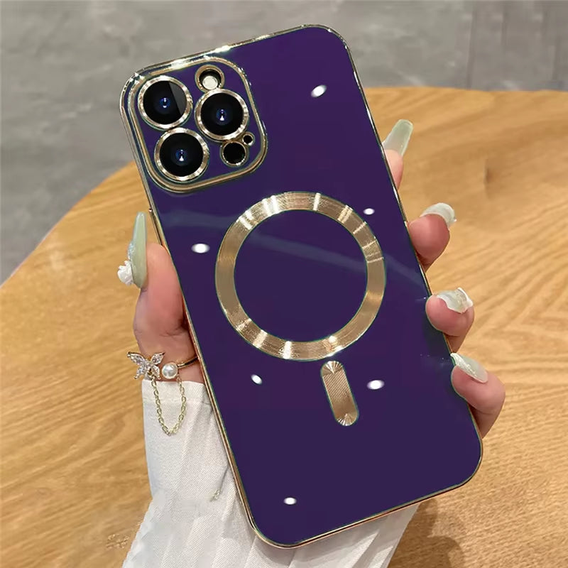 Solid color electroplated magnetic phone case for iPhone