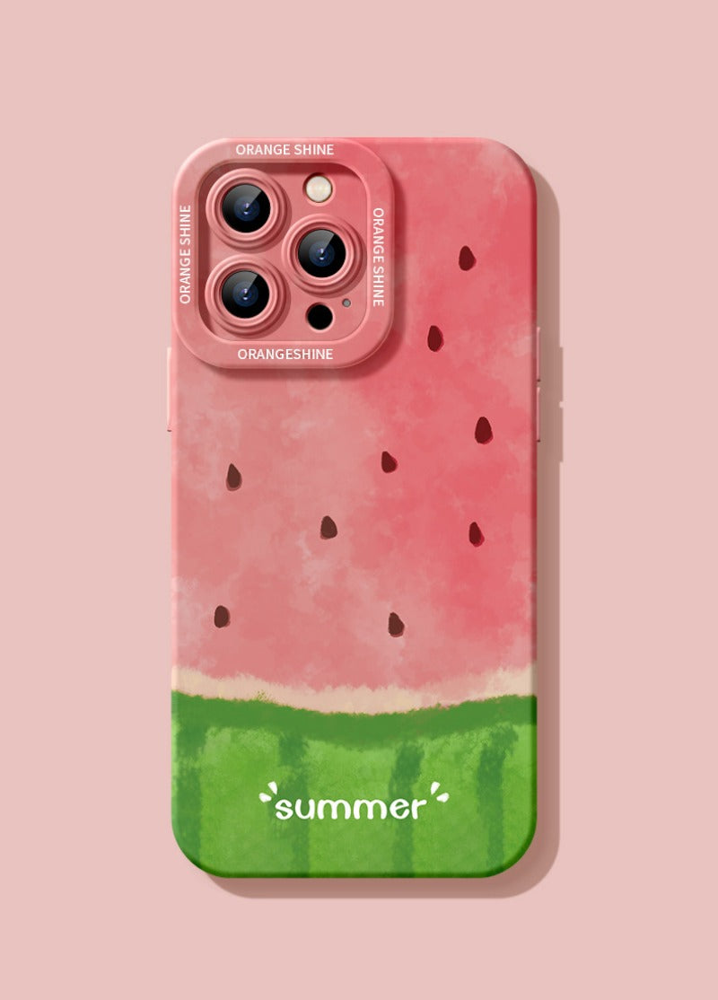 Summer fresh watermelon printed silicone phone case for iPhone