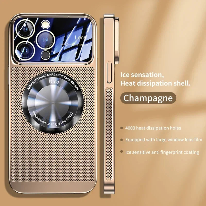 Electroplated cooling magnetic phone case suitable for iPhone