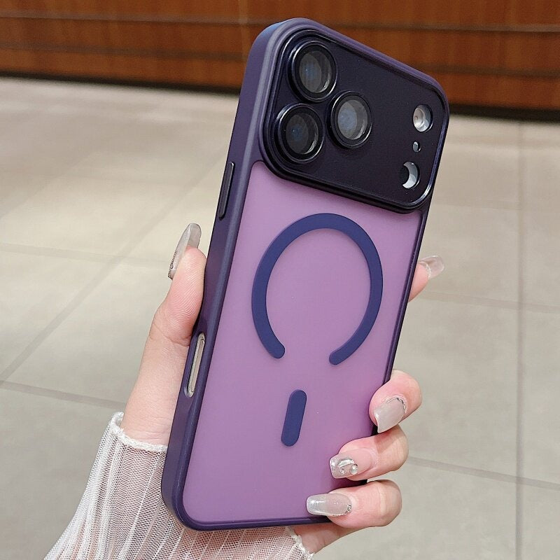 Built-in Lens Protector Anti-fingerprint Matte Magnetic Phone Case for iPhone