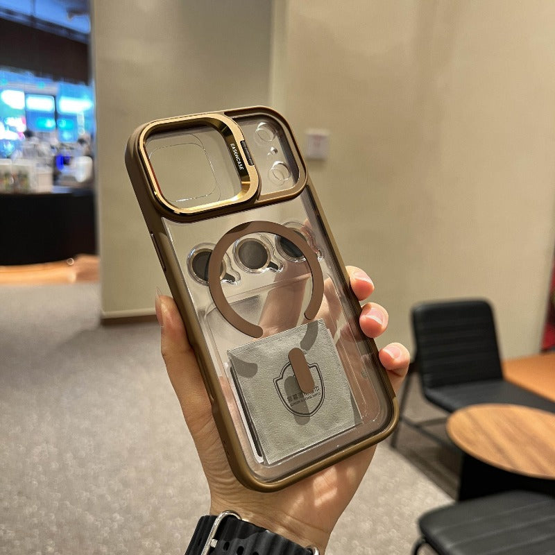 New Magnetic Transparent Invisible lens Holder Phone Case for iPhone