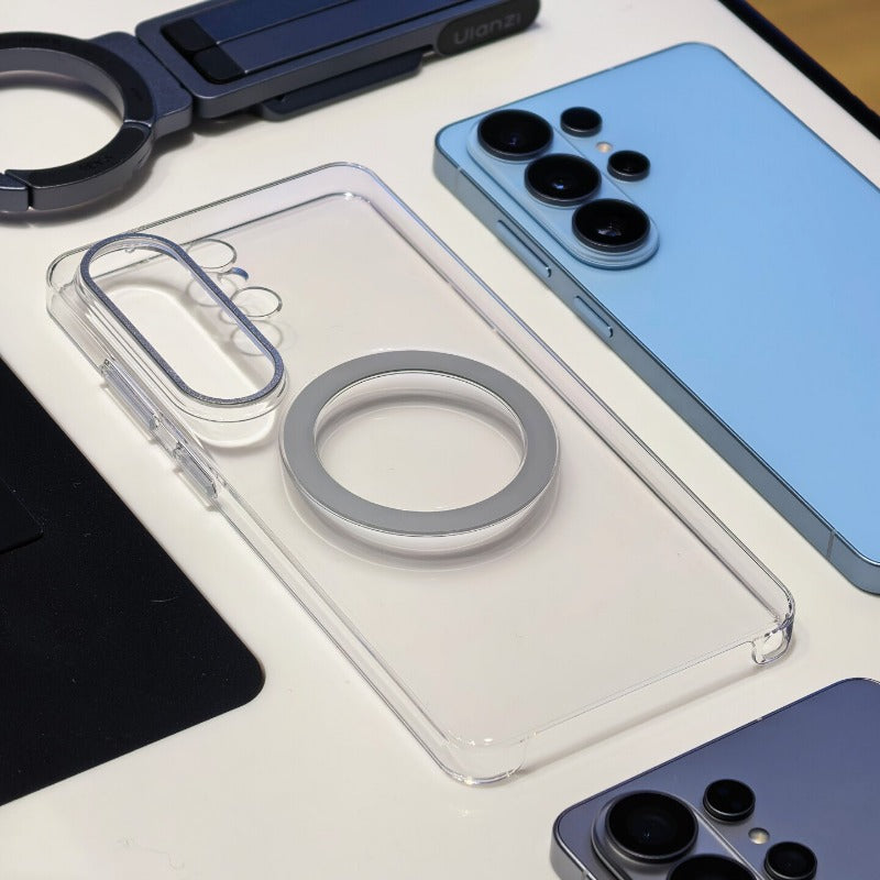 Transparent Shockproof  Full-coverage PC Material Magnetic  Phone Case for Samsung