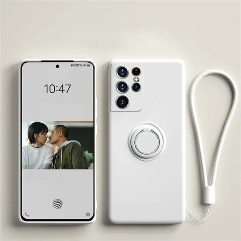 Liquid silicone magnetic ring holder phone case for Samsung