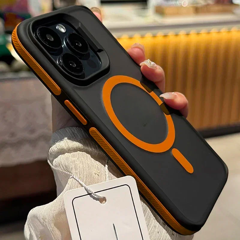 2025 new semi transparent shockproof dual tone matte matte magnetic charging phone case suitable for iPhone