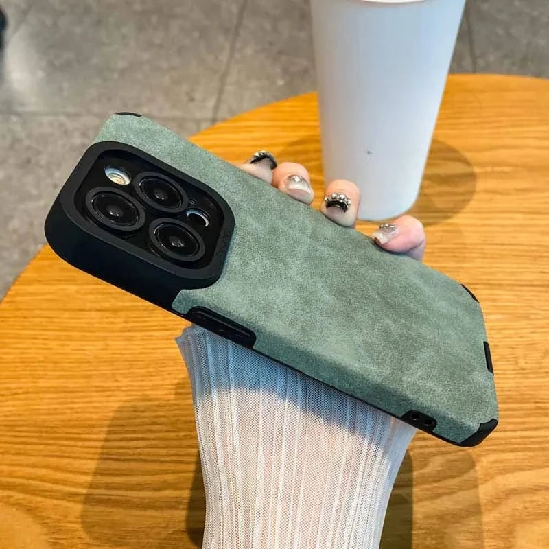 Matte leather silicone phone case suitable for iPhone