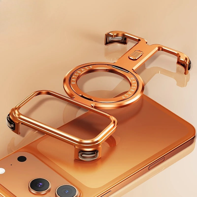 Magsafe wireless charging case for iPhone with a 360° rotating ring holder, shockproof and magnetic design.
