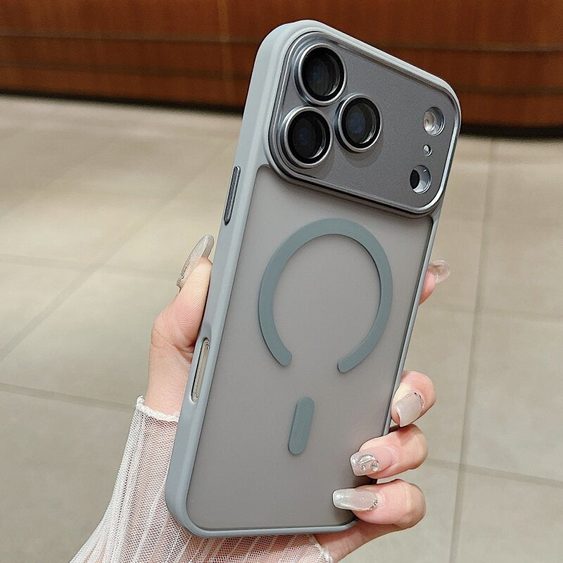 Built-in Lens Protector Anti-fingerprint Matte Magnetic Phone Case for iPhone