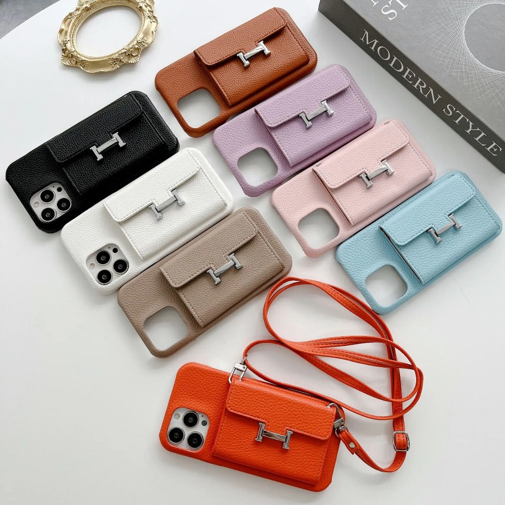 Wallet Shoulder Strap Phone Case for iPhone