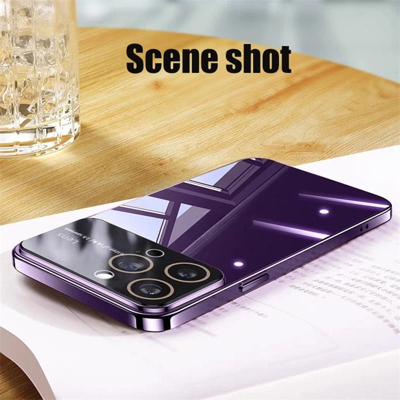 Luxury Plating Clear Hard PC Glass Lens Protection Case For iPhone