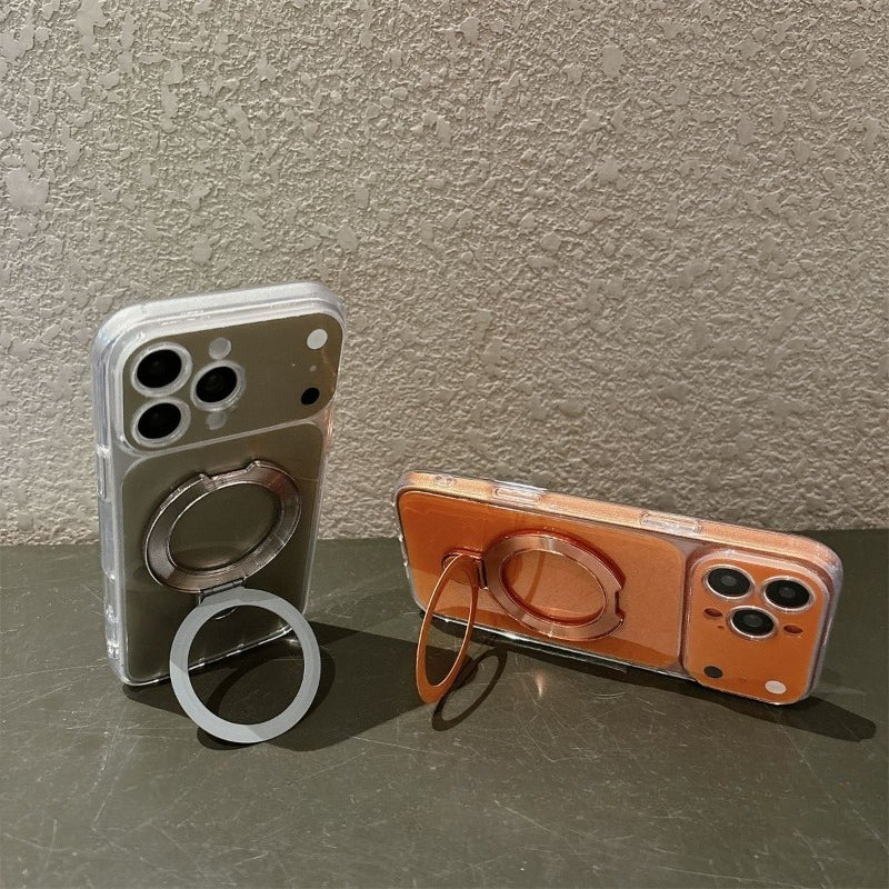 Magnetic Ring Holder Large Window Phone Case for iPhone