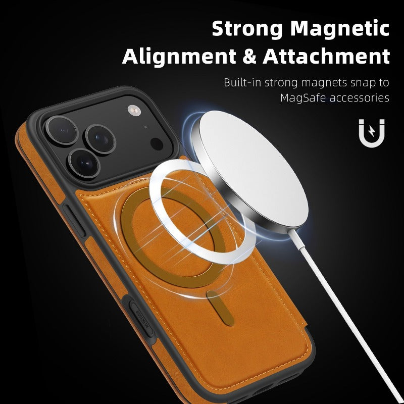   Magnetic Leather Wallet Business Phone Case for iPhone