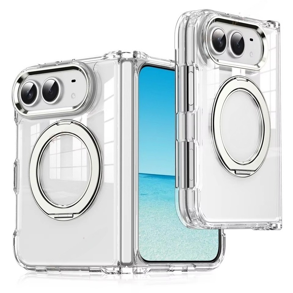 Magnetic 360 Metal Stand Phone Case For iPhone  DUO Clear Hinge Protection Shockproof Protector Cover