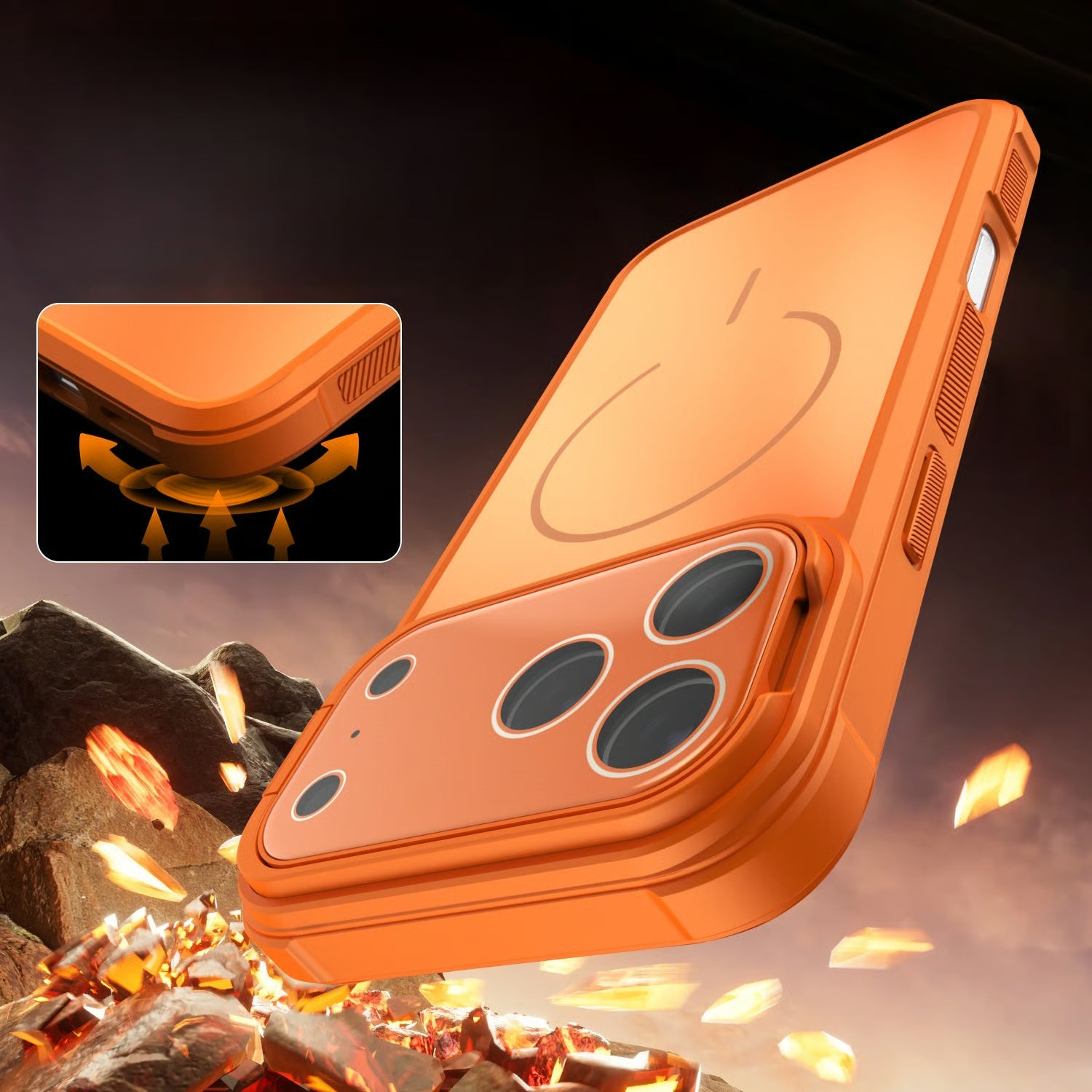 Full-coverage lens protection case with magnetic attachment for iPhone